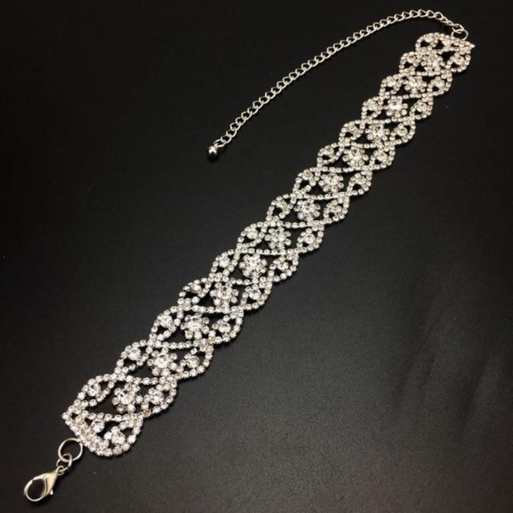 Rhinestone choker Crystal Womens Bridal Wedding